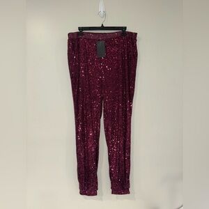 NWT The Limited Burgundy Sparkly Pants Size Large